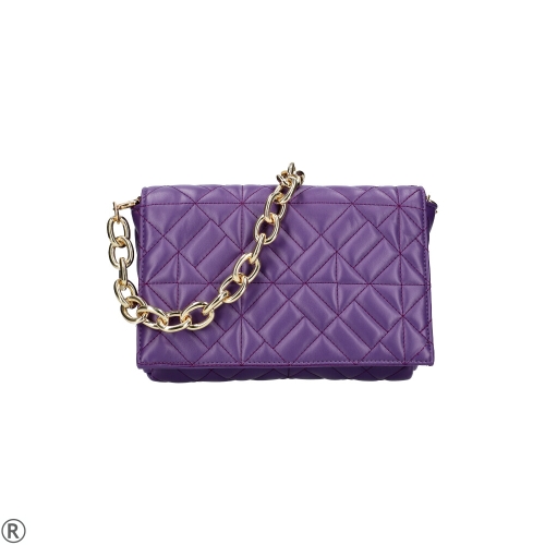 Елегантна чанта в лилав цвят със златна дръжка- Sesil Dark purple