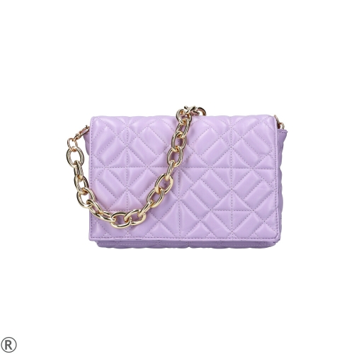 Елегантна чанта в лилав цвят със златна дръжка- Sesil Purple