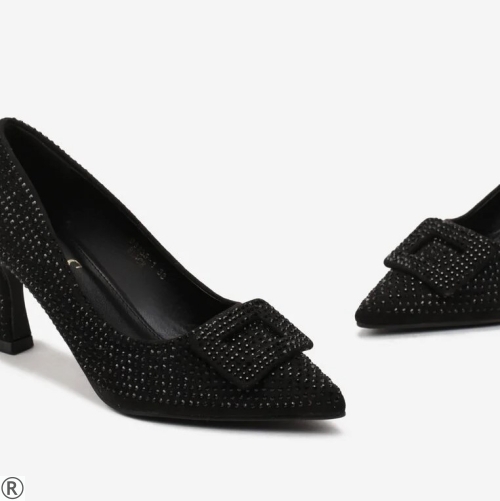 Елегантни обувки в черен цвят с камъни- Kristal Black