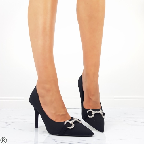 Елегантни обувки в черен сатен- Elena Black