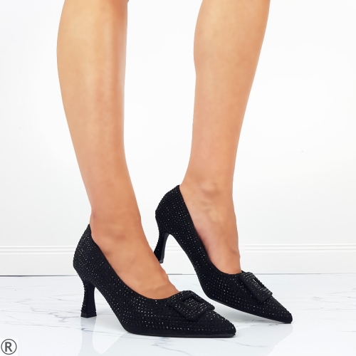 Елегантни обувки в черен цвят с камъни- Kristal Black