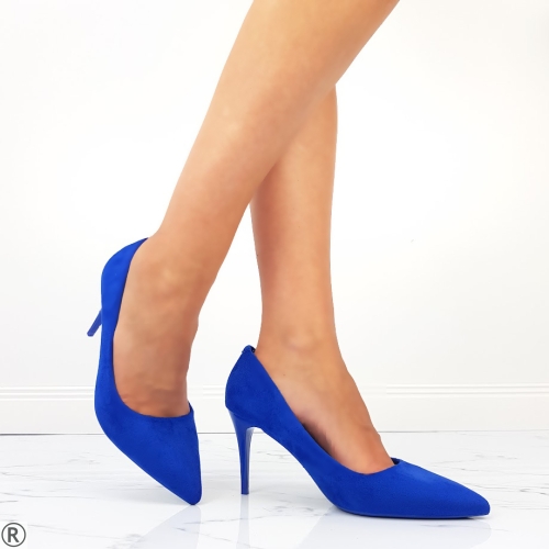 Елегантни сини обувки от велур- Sofia Blue