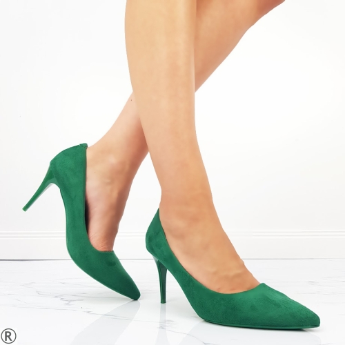 Елегантни дамски обувки в зелен велур- Annika Green