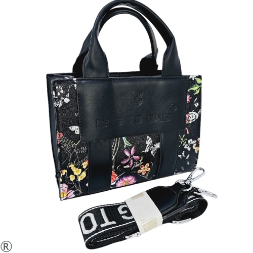 Дамска чанта в черен цвят с цветя- Tina Flowers