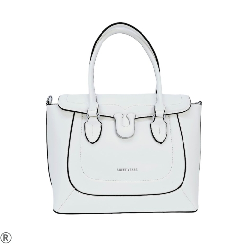 Дамска чанта в бял цвят с капак- Gala White