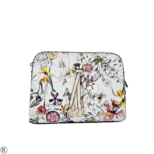 Дамска чанта в бял цвят с цветя- Lanna Flowers