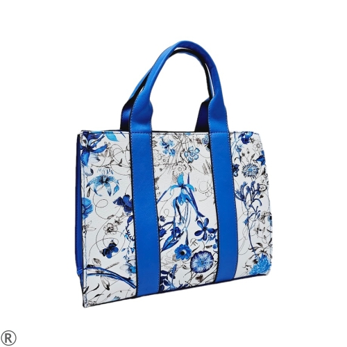 Елегантна чанта в черен цвят с цветя- Mia Blue Flowers