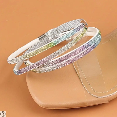 Еластични аксесоари за обувки със многоцветни камъни