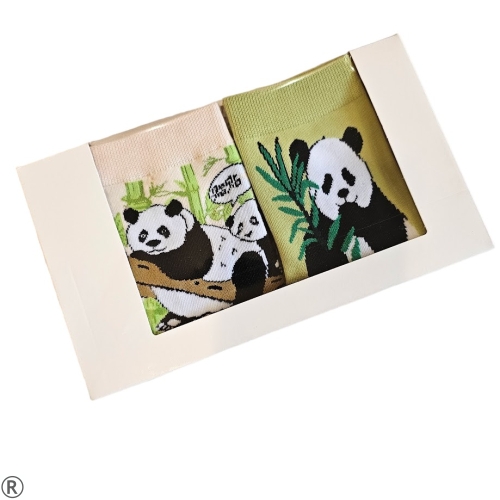 Сет от два чифта дамски чорапи с панда- бежов и зелен