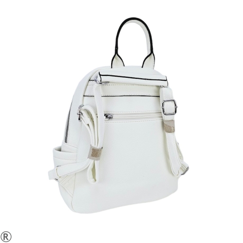 Бяла чанта-раница с две отделения- Rika White