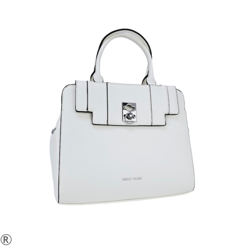 Стилна дамска чанта в бял цвят- Hedar White