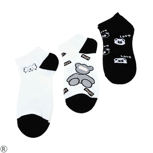 Комплект от три чифта къси дамски чорапи с мечета