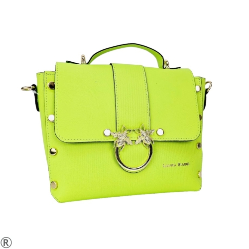 Ежедневна чанта в зелен цвят неон - Laura Biaggi