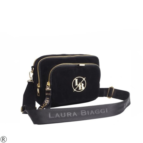 Черна дамска чанта през рамо- Laura Biaggi