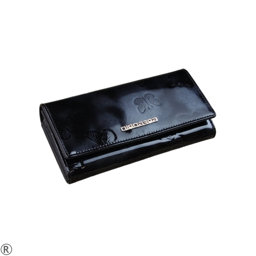 Луксозно дамско портмоне от естествена кожа в черен цвят- Gregorio