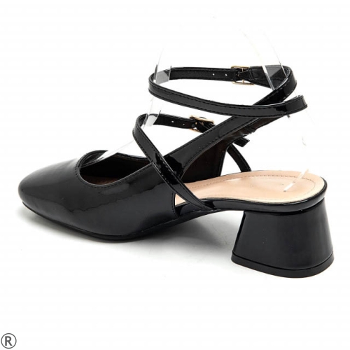 Елегантни обувки на широк ток с отворена пета- Darina Black