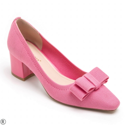 Елегантни обувки на широк ток в розов цвят- Amanda Pink