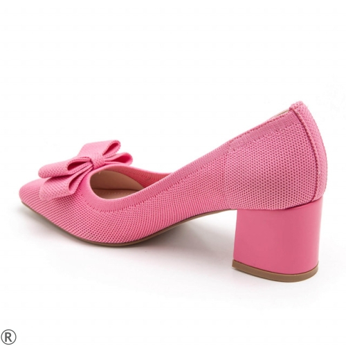 Елегантни обувки на широк ток в розов цвят- Amanda Pink