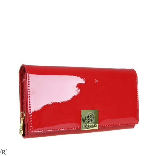 Луксозно дамско портмоне от естествена кожа в червен цвят- Gregorio Red