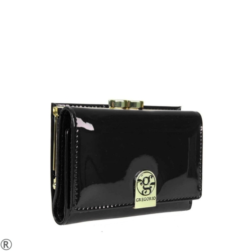 Луксозно малко дамско портмоне от естествена кожа в черен цвят- Gregorio Black
