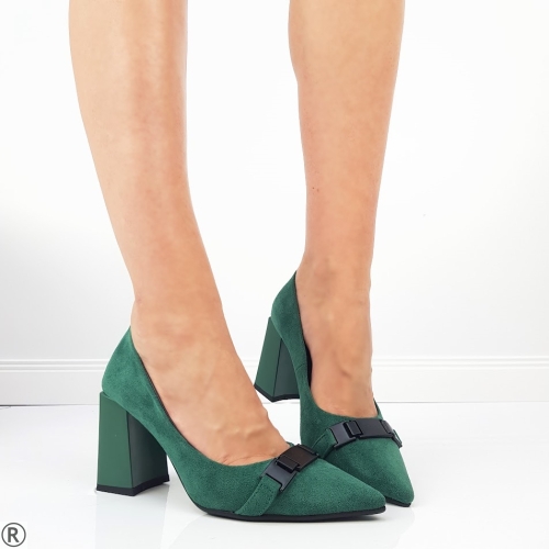 Елегантни обувки в тъмно зелен велур- Eliza Bulgaria