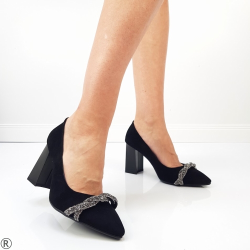 Елегантни обувки от черен велур- Eliza Bulgaria