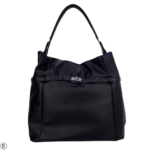 Голяма черна чанта тип торба- Sesil Black
