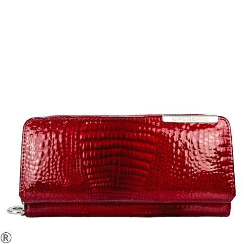 Луксозно дамско портмоне от естествена кожа- Gregorio Red