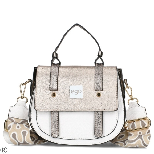 Чанта през рамо от естествена кожа EGO златист цвят - White