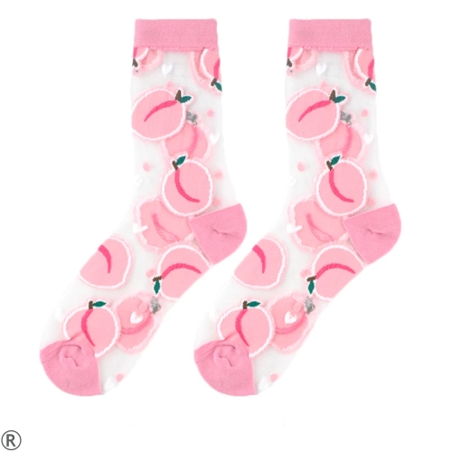 Забавни копринени чорапи с розови праскови - Pink Peach