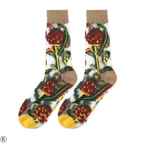 Дамски копринени чорапи с цветя 