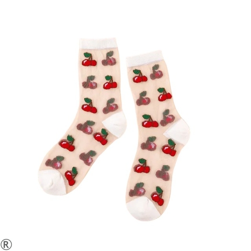 Забавни копринени чорапи- White Cherries
