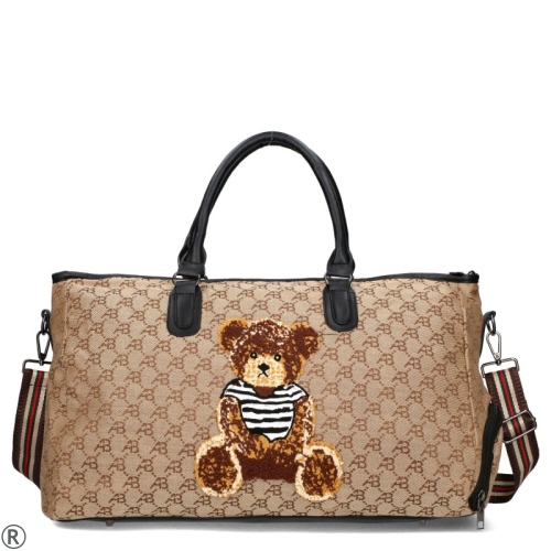 Кафява дамска чанта-сак с мече- Teddy Bear Brown 8998
