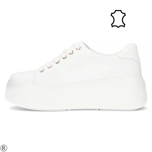 Бели кецове от естествена кожа- Zara White 9200