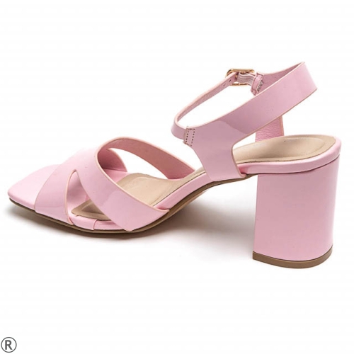 Розови сандали на широк ток- Frea Pink 10399