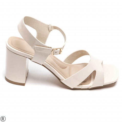 Бежови сандали на широк ток- Frea Beige 10401