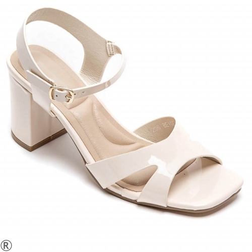 Бежови сандали на широк ток- Frea Beige 10401