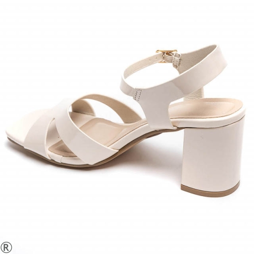 Бежови сандали на широк ток- Frea Beige 10401
