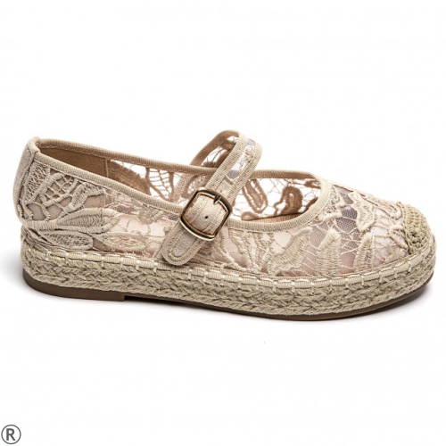 Дамски мрежести еспадрили- Klara Beige 10439