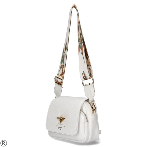 Чанта от естествена кожа в бял цвят- EGO White 10440
