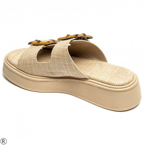 Бежови чехли на платформа- Salma Beige 10486