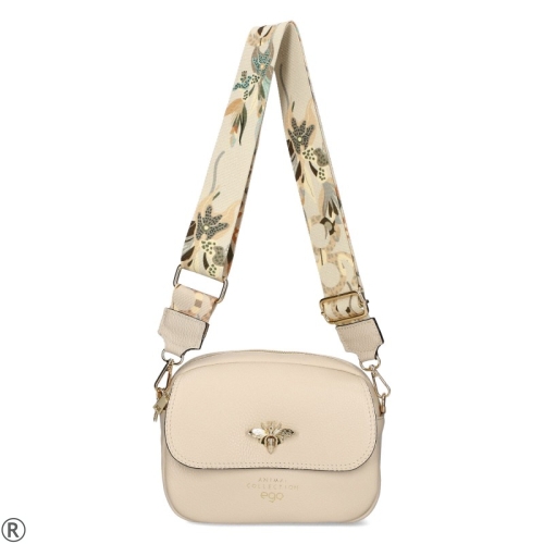 Бежова чанта с капак през рамо- EGO Beige 8810