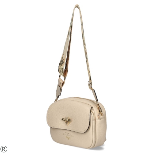 Бежова чанта с капак през рамо- EGO Beige 8810