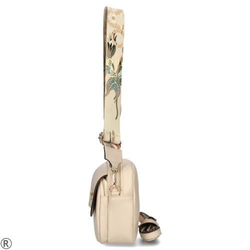 Бежова чанта с капак през рамо- EGO Beige 8810