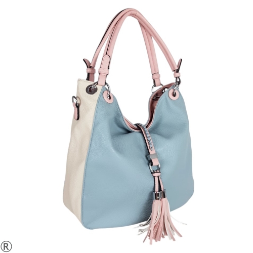 Цветна дамска чанта тип торба- Hali Blue 10549
