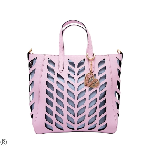 Розова чанта две в едно лазерно рязана- Laura Biaggi Pink 10581