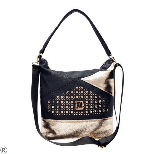 Чанта в черно и златно- Laura Biaggi Black Gold 10644