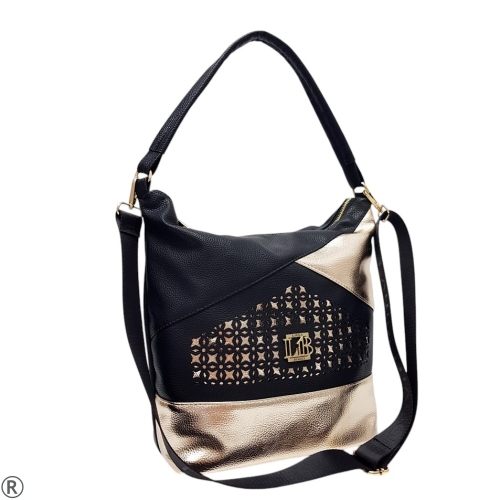 Чанта в черно и златно- Laura Biaggi Black Gold 10644