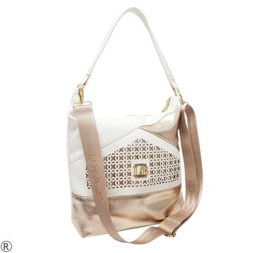 Чанта в бяло и златно- Laura Biaggi White Gold 10645