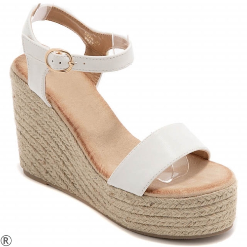 Бели сандали на платформа- Izabel White 10653